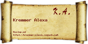 Kremmer Alexa névjegykártya